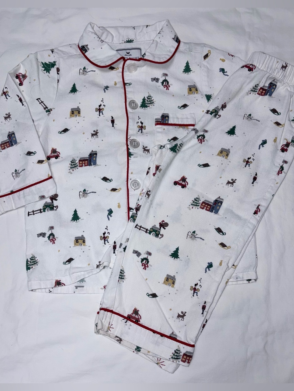 Petite Plume unisex Christmas pajama set sz 2 EUC smoke free home